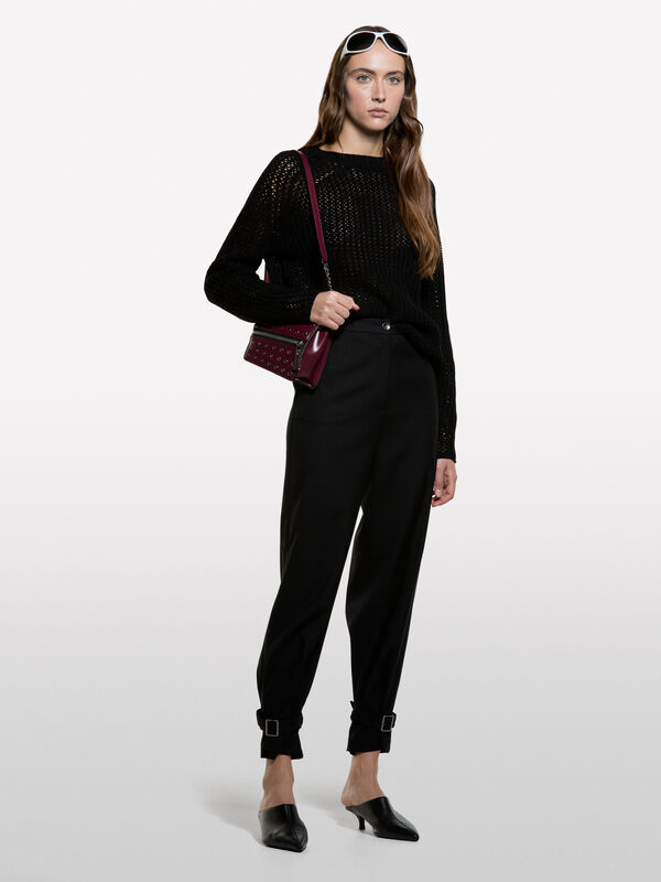 Perforierter Rundhalspullover - rundhalspullover für damen | Sisley