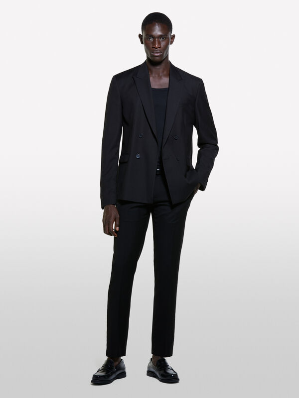 Zweireihiger Blazer in Schwarz in slim comfort fit - blazer f&uuml;r herren | Sisley