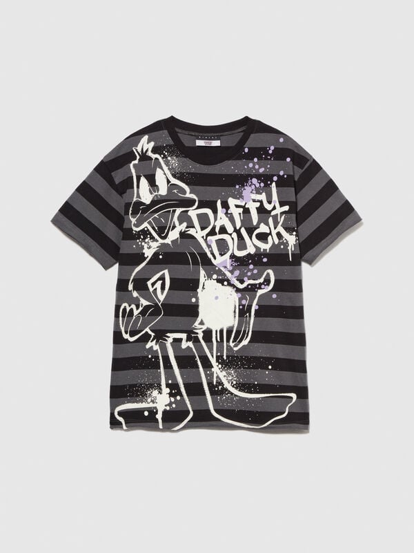 Gestreiftes T-Shirt mit Print ©Looney Tunes - kurzärmeliges t-shirt für jungen | Sisley Young