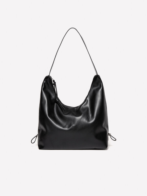 Schwarze Tasche mit Kordelzug Schwarze Tasche mit Kordelzug - taschen tote bag für damen | Sisley