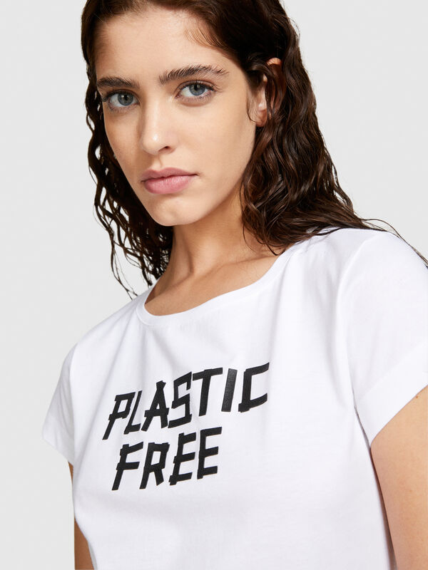 T-Shirt slim fit mit Print - kurzärmeliges t-shirt für damen | Sisley