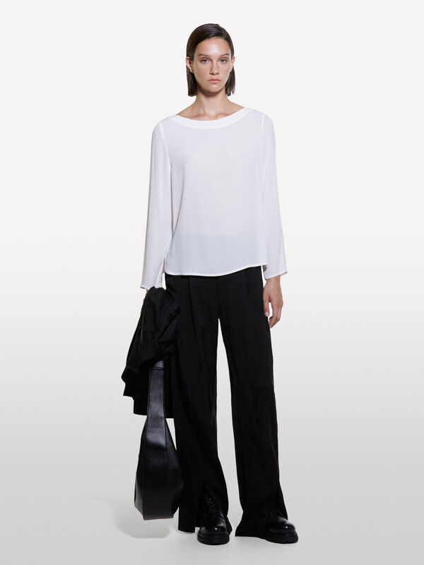 Wei&szlig;e Bluse mit U-Boot-Ausschnitt - blusen f&uuml;r damen | Sisley