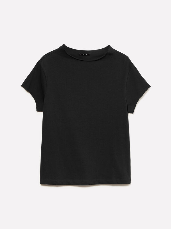 Schwarzes Neckholder-T-Shirt Schwarzes Neckholder-T-Shirt - kurzärmeliges t-shirt für damen | Sisley