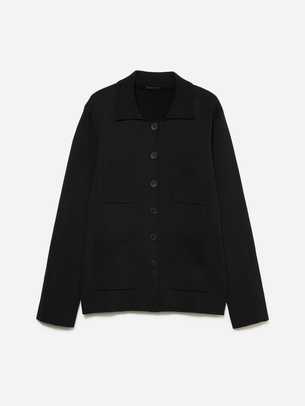 Schwarzer Strickblazer Schwarzer Strickblazer - blazer für herren | Sisley