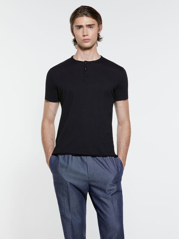 Schwarzes Serafino-T-Shirt - kurzärmeliges t-shirt für herren | Sisley
