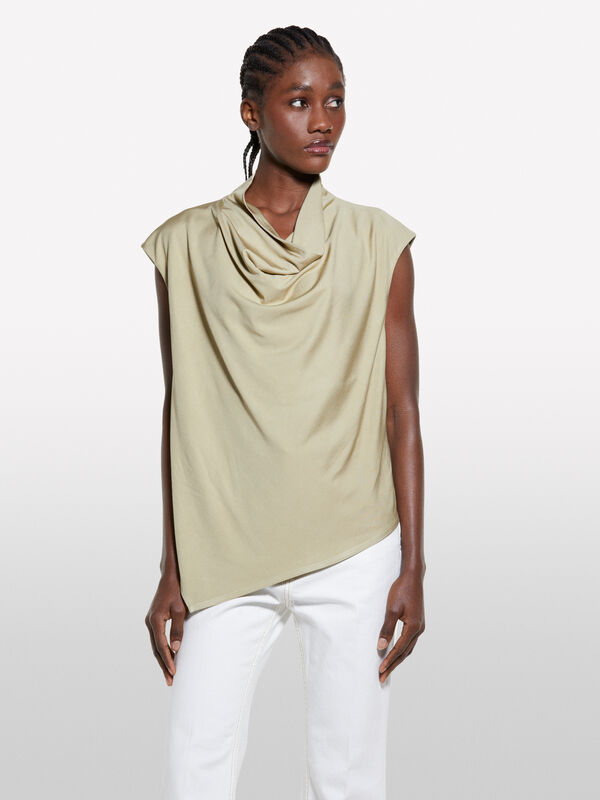 Drapiertes Top in Militärgrün - blusen für damen | Sisley