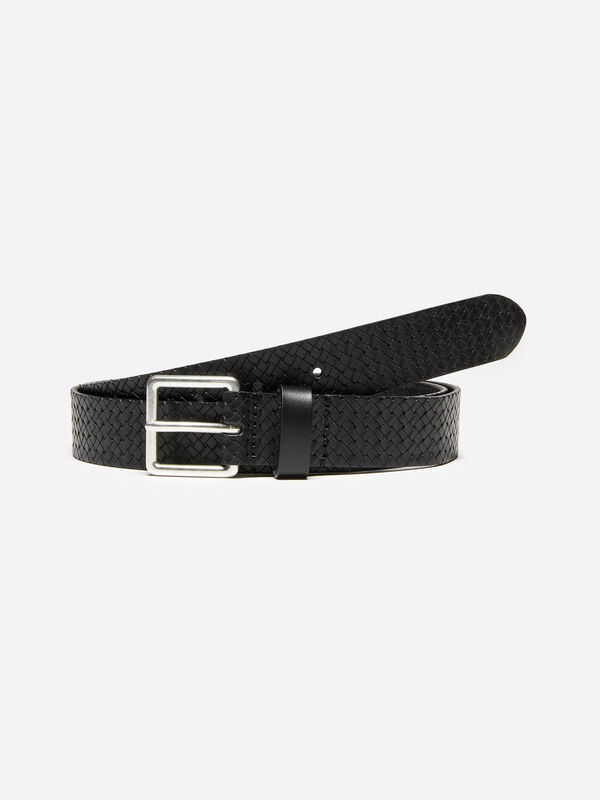 Schwarzer Ledergürtel mit Webeffekt - gürtel für herren | Sisley