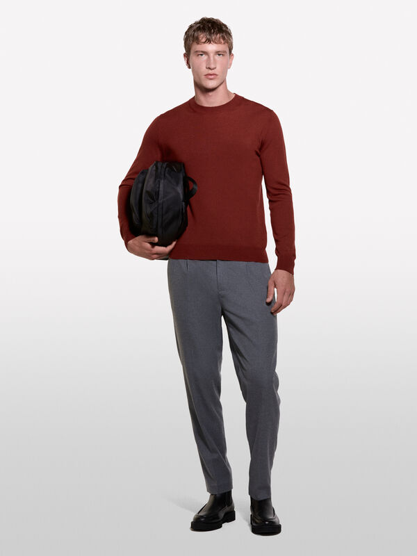 Bordeauxroter Pullover aus Mischwolle - rundhalspullover für herren | Sisley