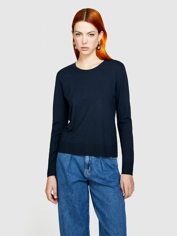 Einfarbiger Pullover - rundhalspullover für damen | Sisley
