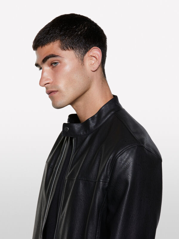 Schwarze Bikerjacke im Slim Fit - jacketts und jacken für herren | Sisley
