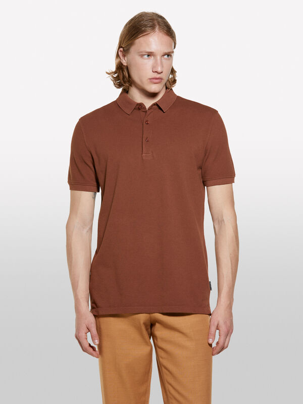 Dunkelbraunes Poloshirt aus 100% Baumwolle - kurzärmeliges t-shirt für herren | Sisley