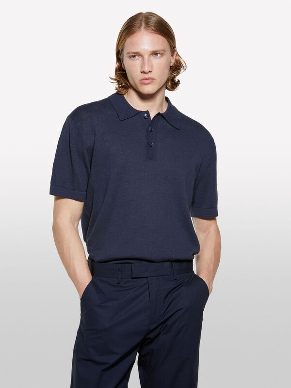 Blaues Poloshirt mit normaler Passform aus Leinenmischung - polo für herren | Sisley