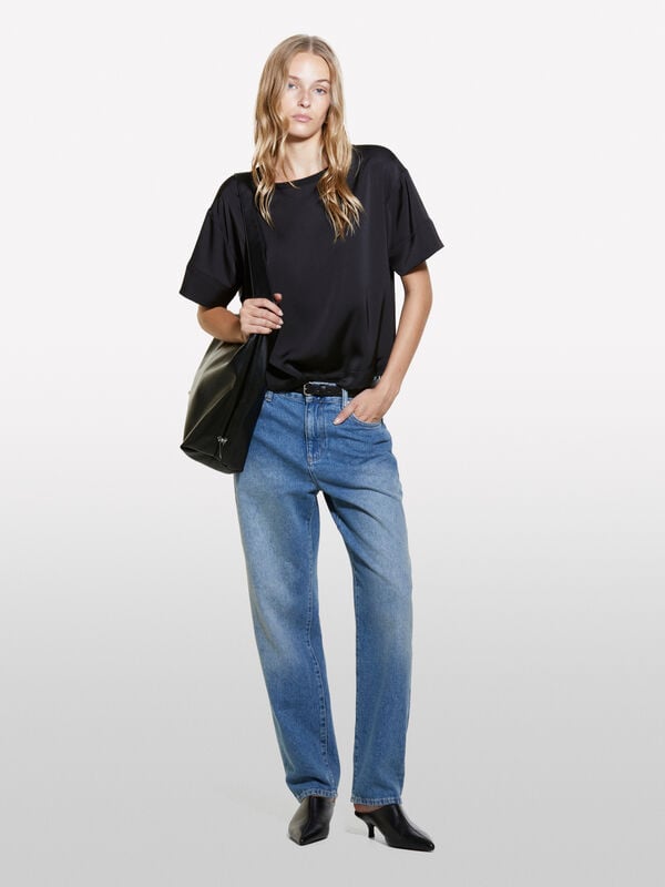 Kurz&auml;rmelige Bluse in Schwarz - blusen f&uuml;r damen | Sisley