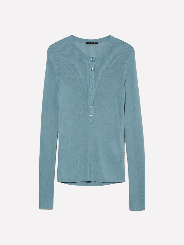 Puderblaues Henley-Shirt - rundhalspullover für damen | Sisley