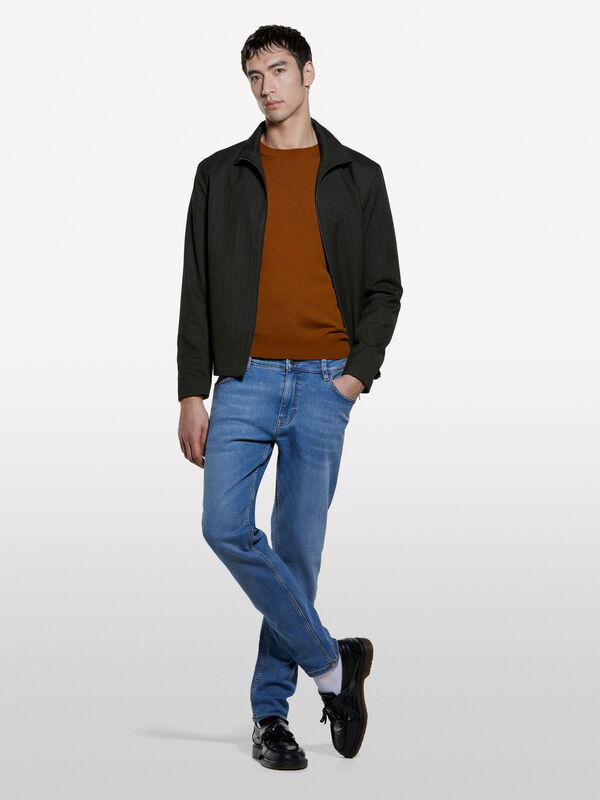 Dunkelbrauner Pullover aus Wollmischung - rundhalspullover für herren | Sisley