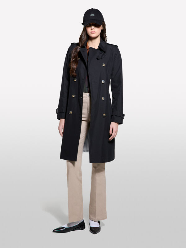Schwarzer Trenchcoat slim fit - trenchcoats und regenjacken für damen | Sisley
