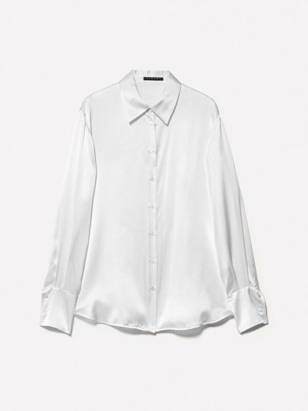 Seidenhemd in Creme-weiß Seidenhemd in Creme-weiß - hemden für damen | Sisley