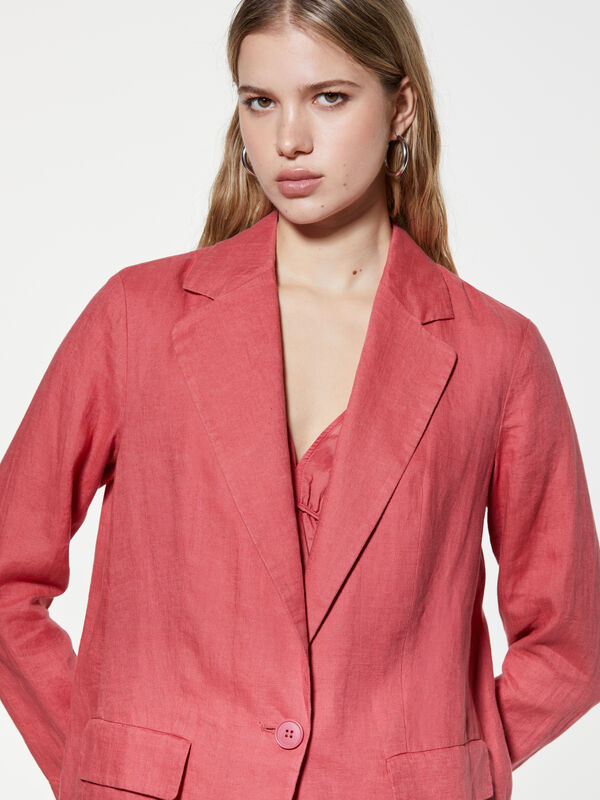 Rouge-Blazer aus 100% Leinen - blazer für damen | Sisley
