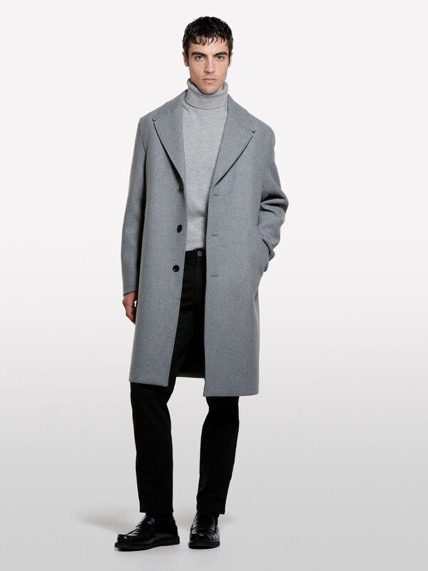 Grauer Pullover mit normaler Passform und hohem Kragen - pullover hoher kragen f&uuml;r herren | Sisley