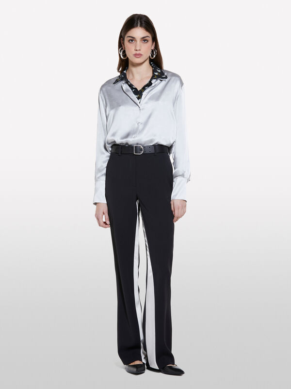 Schwarze Hose mit Satin - flare hosen für damen | Sisley