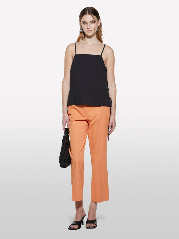 Schwarzes Top mit Schnürsenkeln - top für damen | Sisley