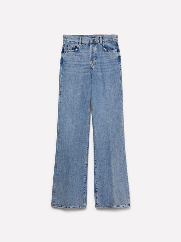 Blaue Jeans wide leg mit hoher Taille - jeans mit hoher taille f&uuml;r damen | Sisley