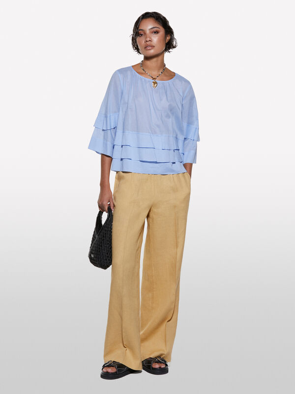 Hellblaue Bluse mit Volants - blusen für damen | Sisley