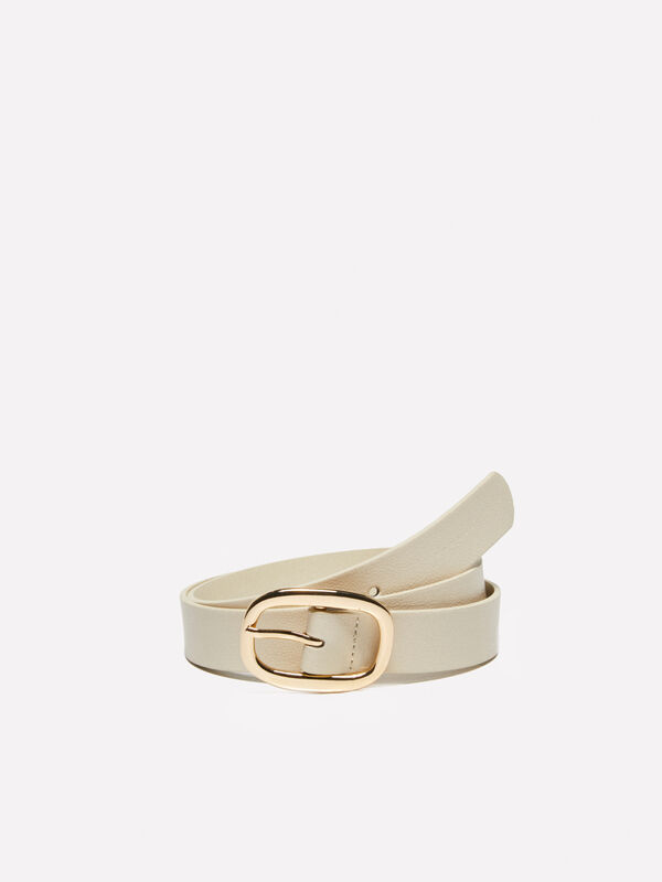 Creme-weißer Gürtel mit ovaler Schnalle - gürtel für damen | Sisley