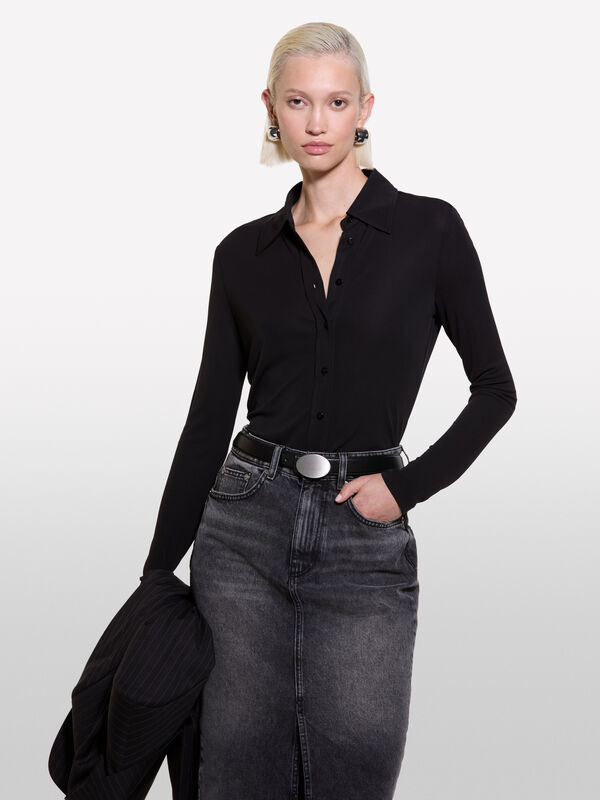 Schwarzes Hemd slim fit - hemden für damen | Sisley