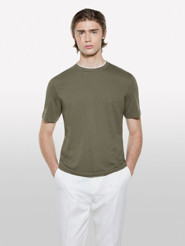 Militärgrünes T-Shirt mit Kontrast - kurzärmeliges t-shirt für herren | Sisley