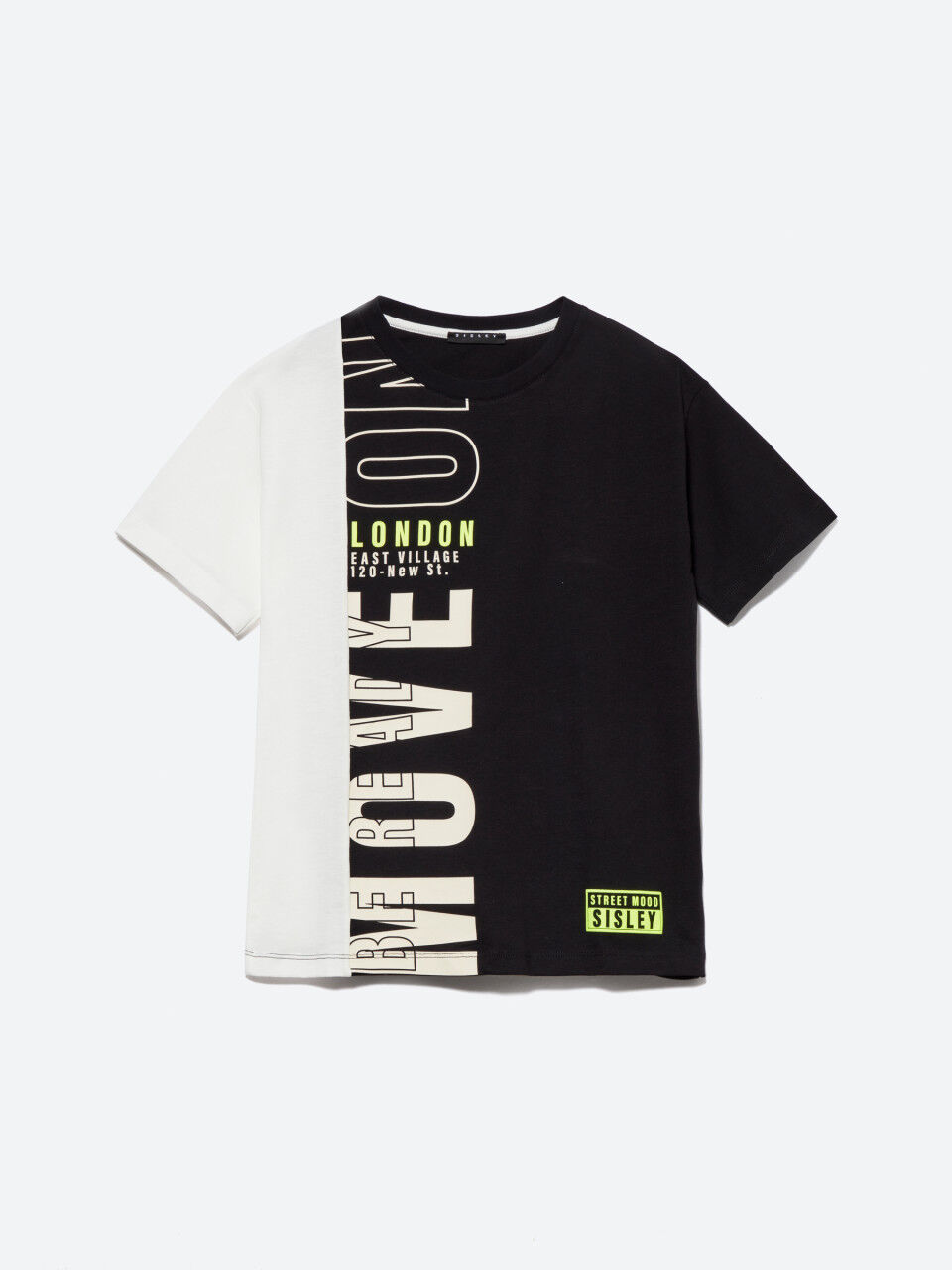 T-Shirt mit Farbblöcken und Print