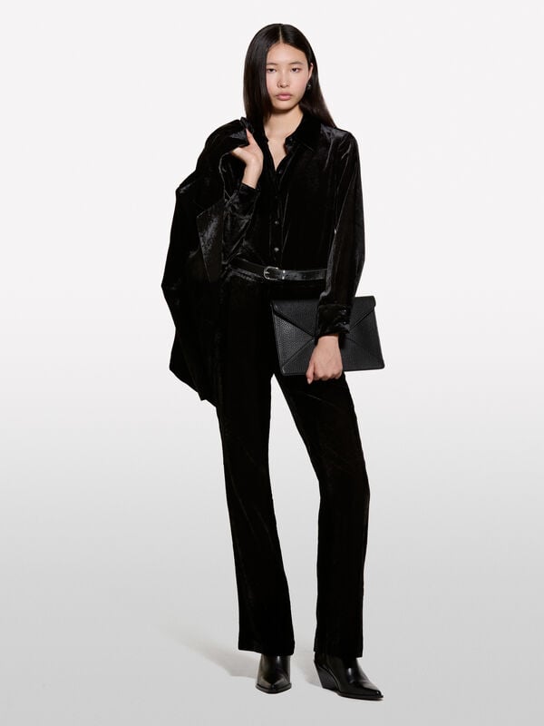 Schwarzes Samthemd - hemden für damen | Sisley