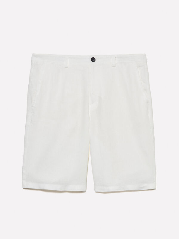 Weiße Bermudashorts aus 100% Leinen Weiße Bermudashorts aus 100% Leinen - shorts für herren | Sisley