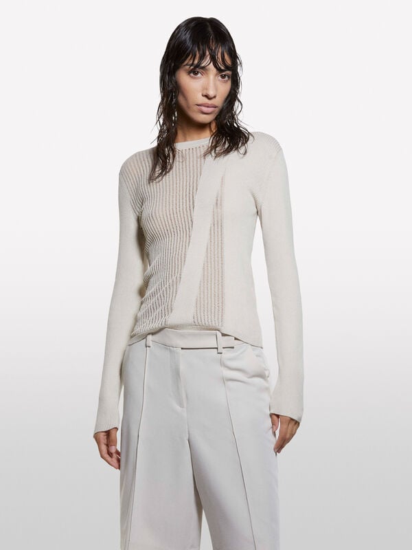 Beigefarbener Strickpullover Beigefarbener Strickpullover - rundhalspullover für damen | Sisley