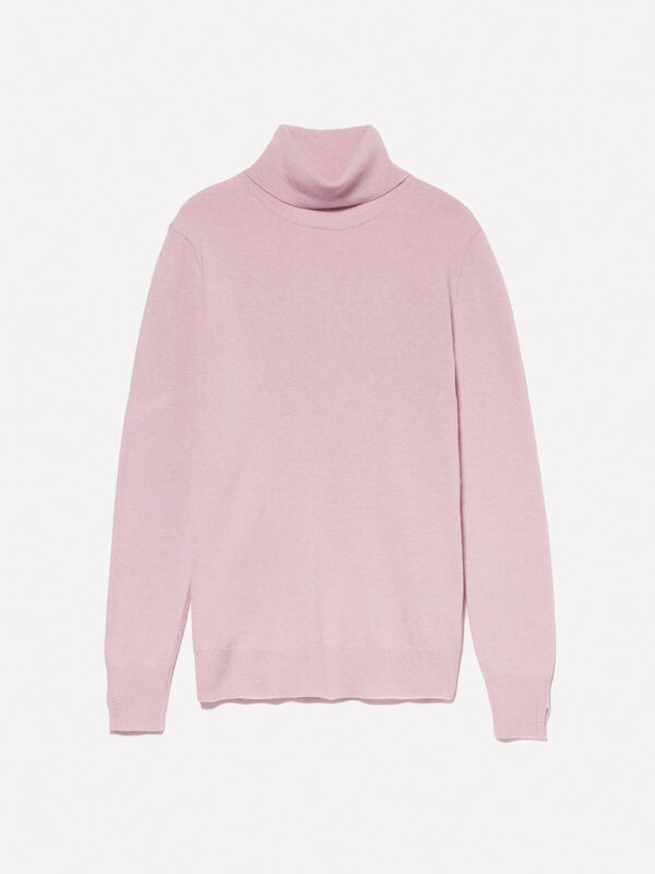 Rosa Rollkragenpullover regular fit - pullover hoher kragen f&uuml;r damen | Sisley