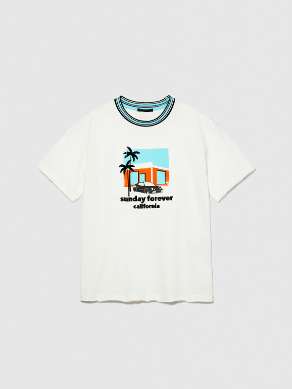 T-Shirt mit gesticktem Print - kurzärmeliges t-shirt für jungen | Sisley Young