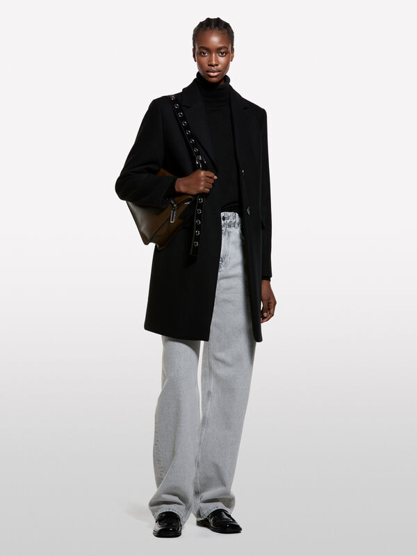 Schwarzer Midimantel - mäntel für damen | Sisley