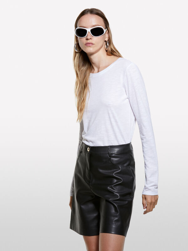 Wei&szlig;es Langarm-T-Shirt - lang&auml;rmeliges t-shirt f&uuml;r damen | Sisley