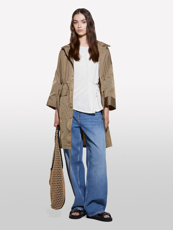 Brauner Parka mit Knittereffekt - jacketts und jacken für damen | Sisley