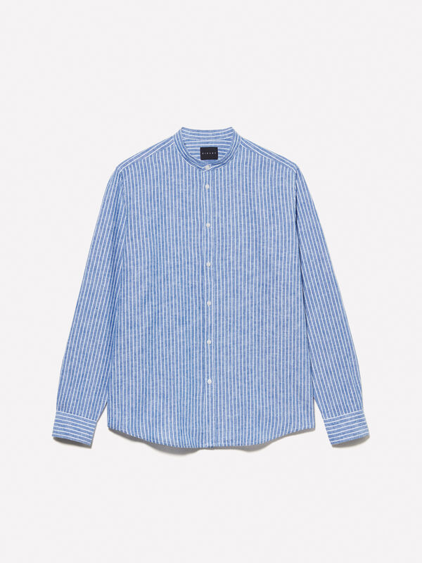 Gestreiftes hellblaues Mandarinenhemd Gestreiftes hellblaues Mandarinenhemd - regular hemden für herren | Sisley