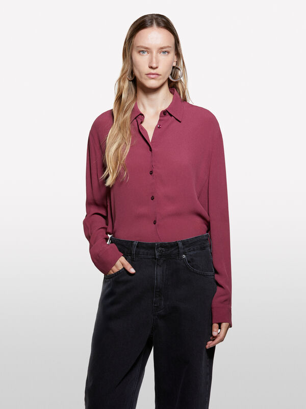 Burgunderrotes Oversize-Hemd Burgunderrotes Oversize-Hemd - hemden für damen | Sisley