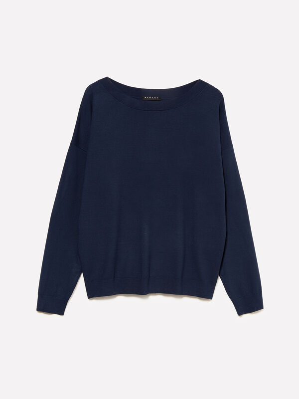 Marineblauer Pullover mit U-Boot-Ausschnitt - pullover u-bootausschnitt für damen | Sisley