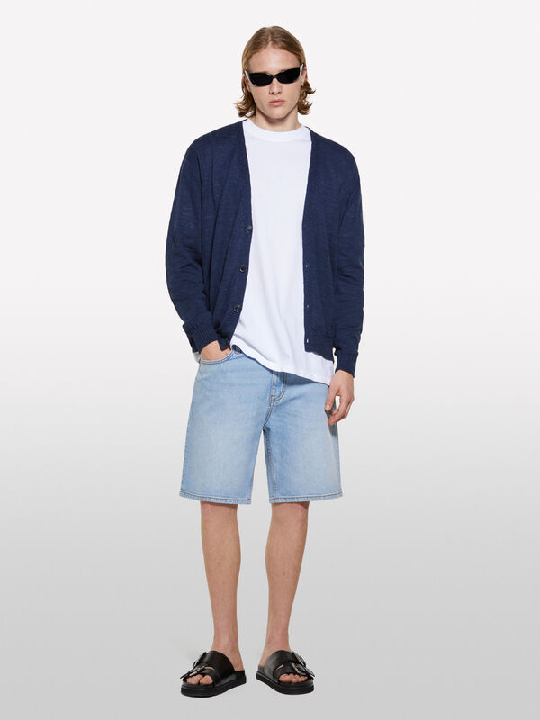 Dunkelblauer Melange-Cardigan Dunkelblauer Melange-Cardigan - cardigans für herren | Sisley