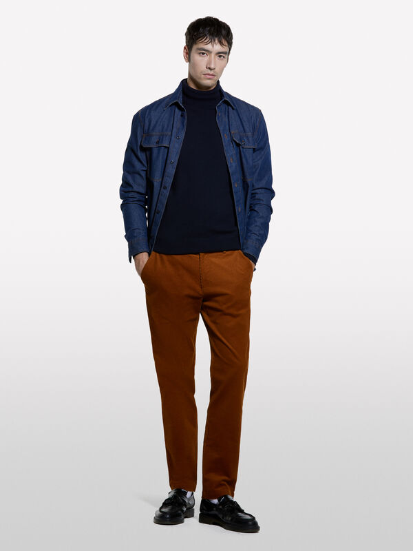 Dunkelblauer Pullover mit normaler Passform und hohem Kragen - pullover hoher kragen für herren | Sisley