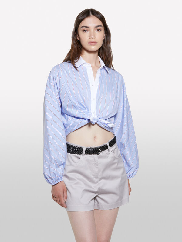 Blau gestreiftes Hemd mit Kontrast - hemden für damen | Sisley