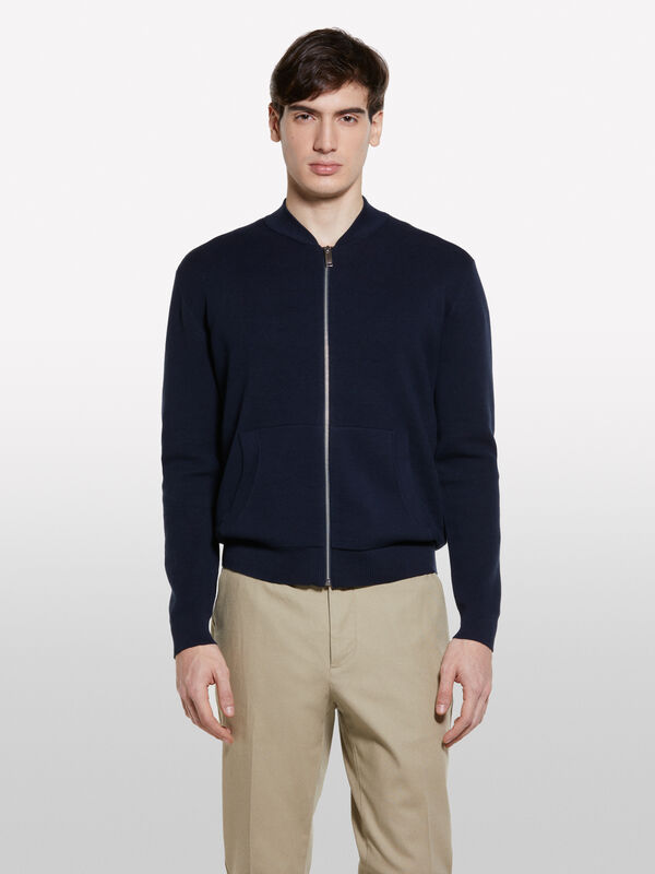 Dunkelblauer Cardigan mit Reißverschluss  - cardigans für herren | Sisley