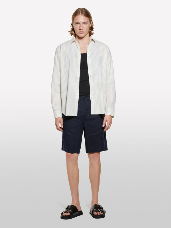Dunkelblaue Bermudashorts aus 100% Leinen - shorts für herren | Sisley