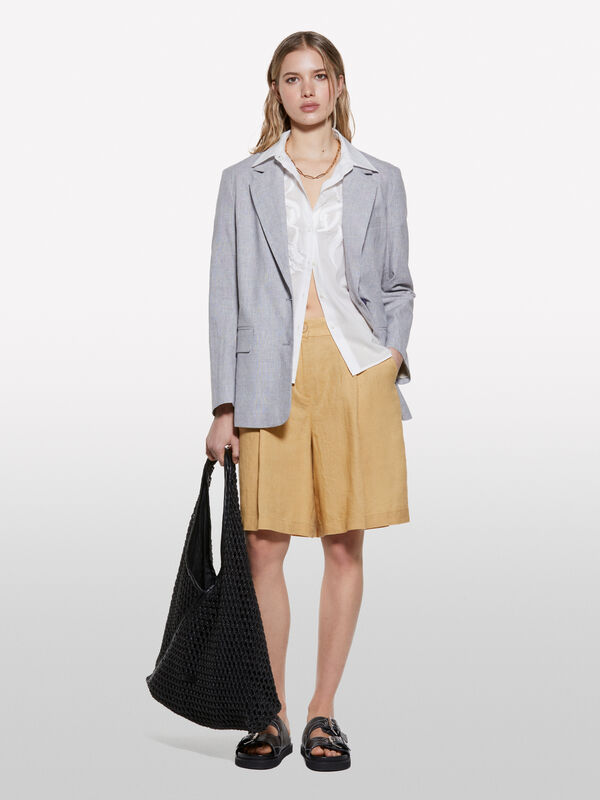Hellgrauer Blazer aus Leinenmischung - blazer für damen | Sisley