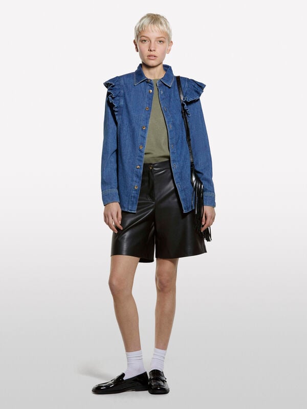 Militärgrüner Pullover mit Rundhalsausschnitt Militärgrüner Pullover mit Rundhalsausschnitt - rundhalspullover für damen | Sisley