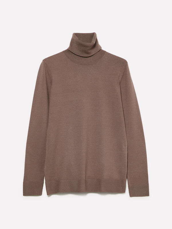 Brauner Rollkragenpullover in normaler Passform - pullover hoher kragen für damen | Sisley